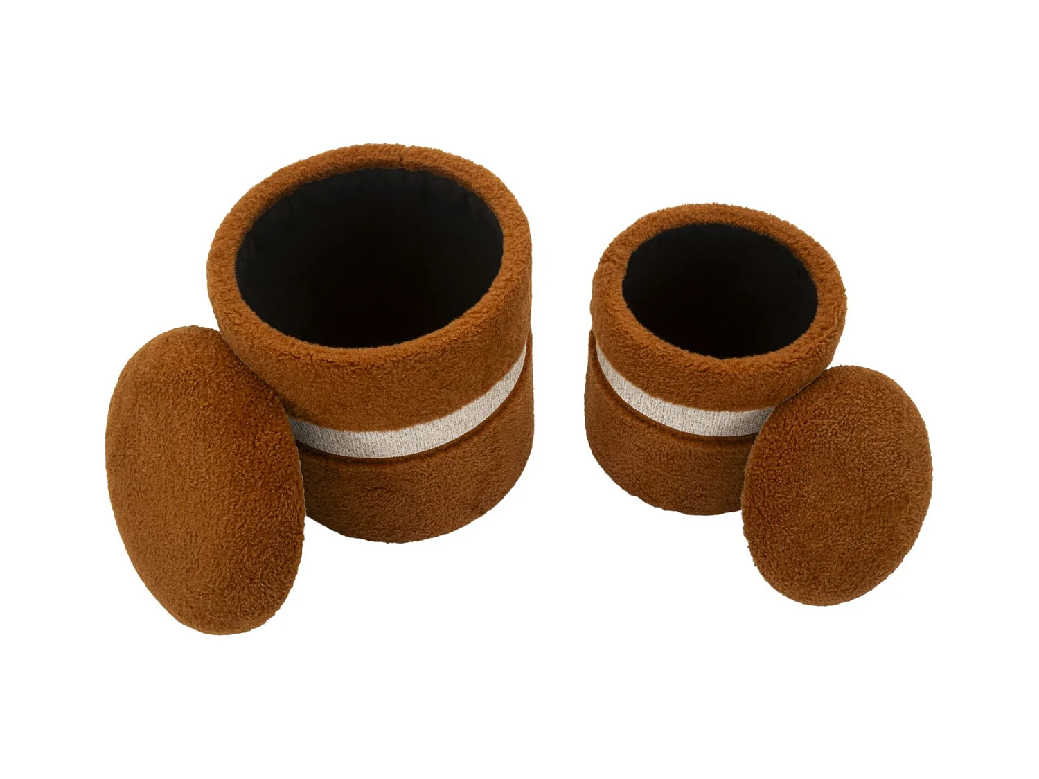 Lot de 2 poufs de rangement marron cm ø 40x47-32x38