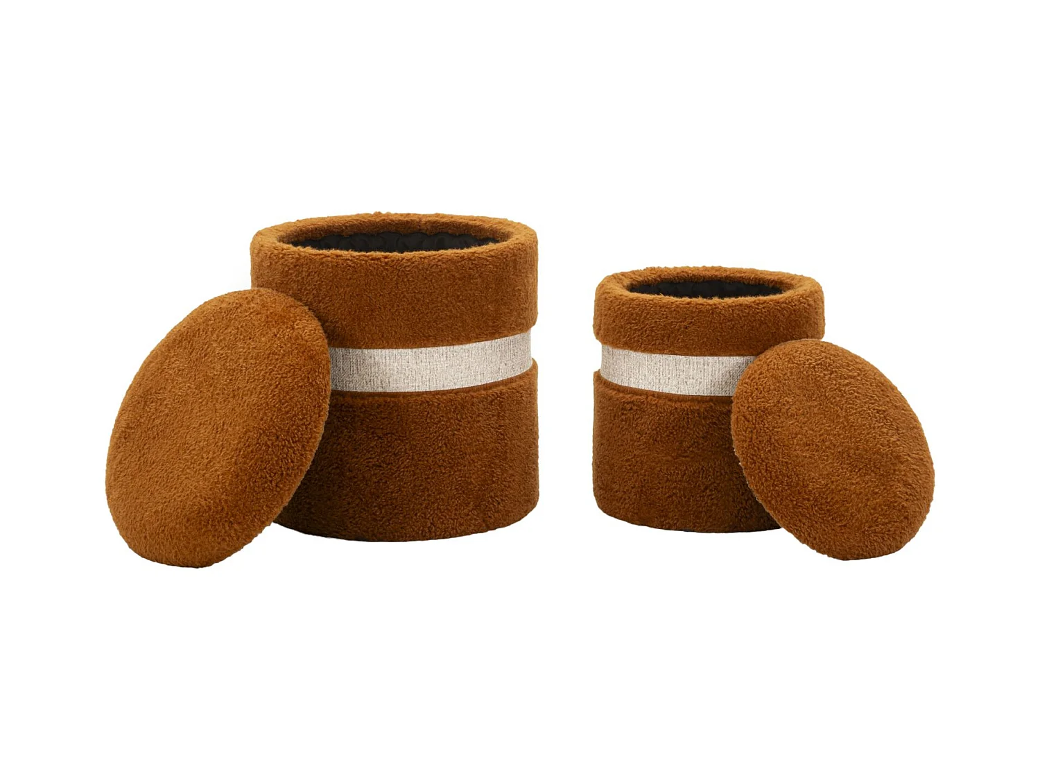 Lot de 2 poufs de rangement marron cm ø 40x47-32x38