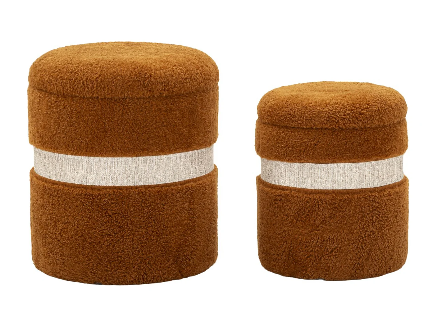 Lot de 2 poufs de rangement marron cm ø 40x47-32x38