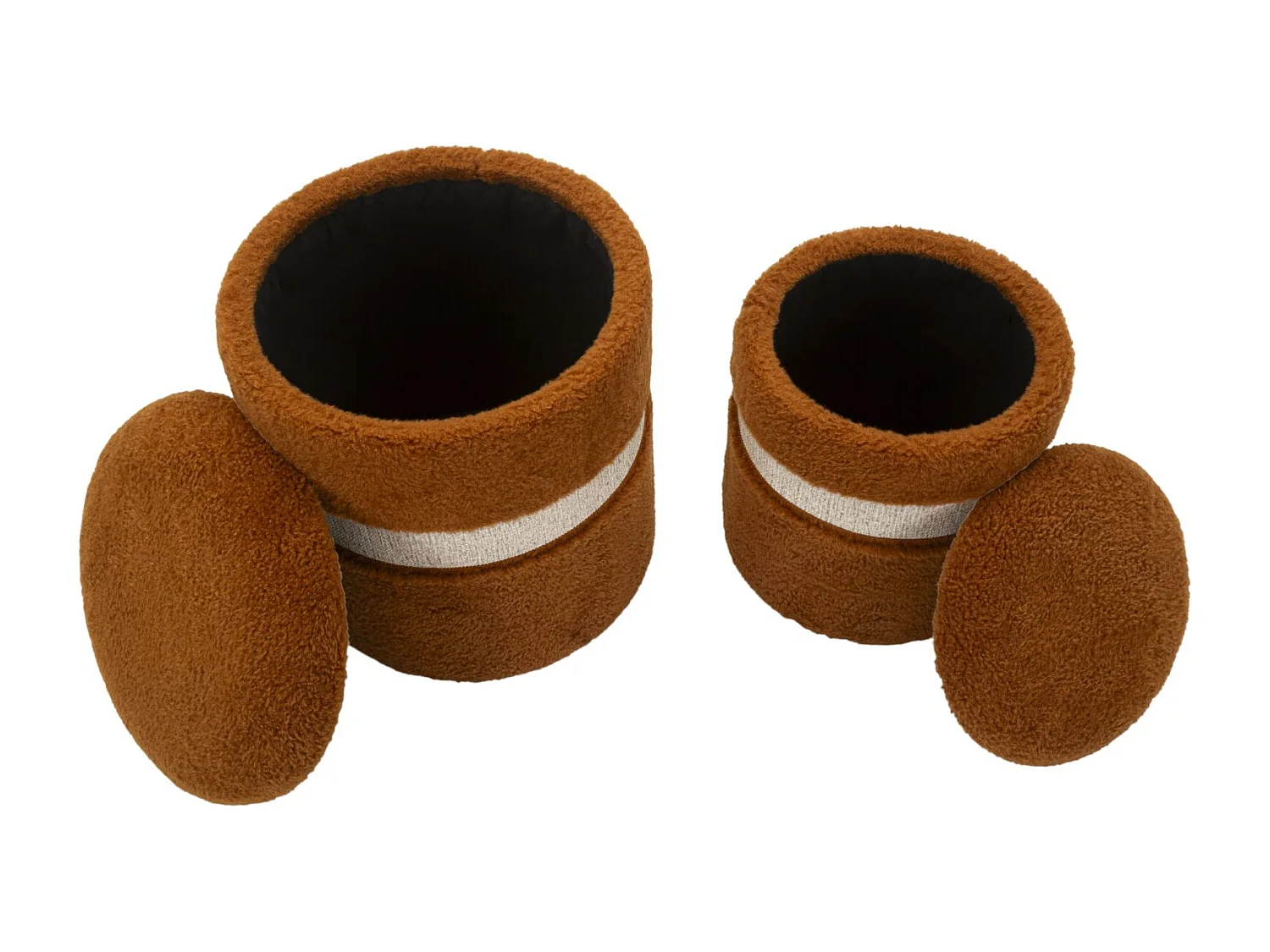 Lot de 2 poufs de rangement marron cm ø 40x47-32x38