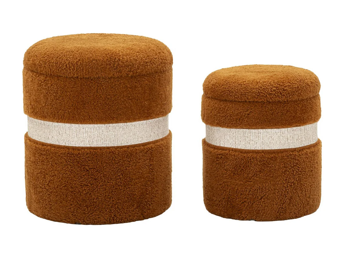 Lot de 2 Poufs Coffres "Saint Moritz" 47cm Marron