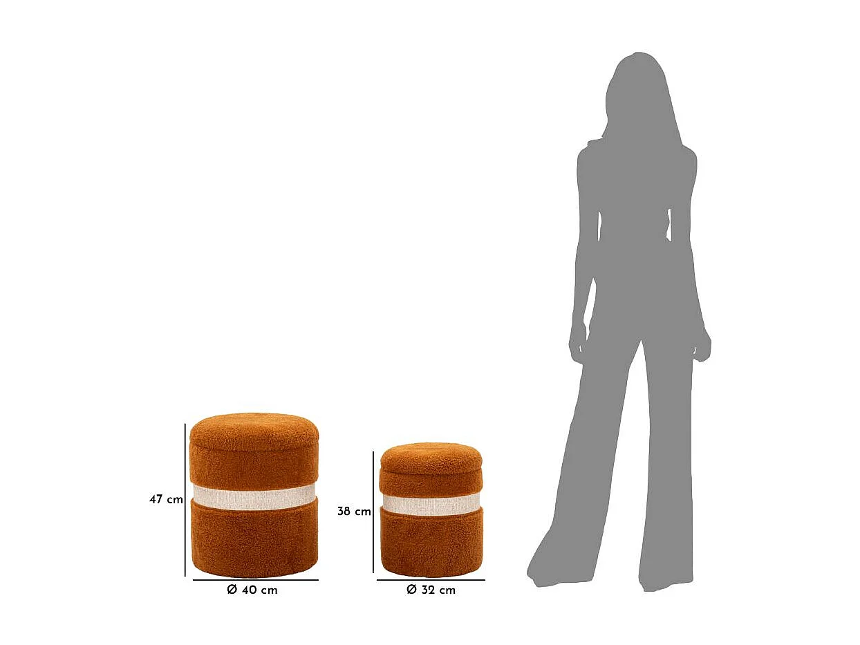 Lot de 2 Poufs Coffres "Saint Moritz" 47cm Marron