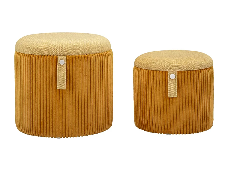 Lot de 2 poufs conteneurs moutarde cm ø 38x38-32x28