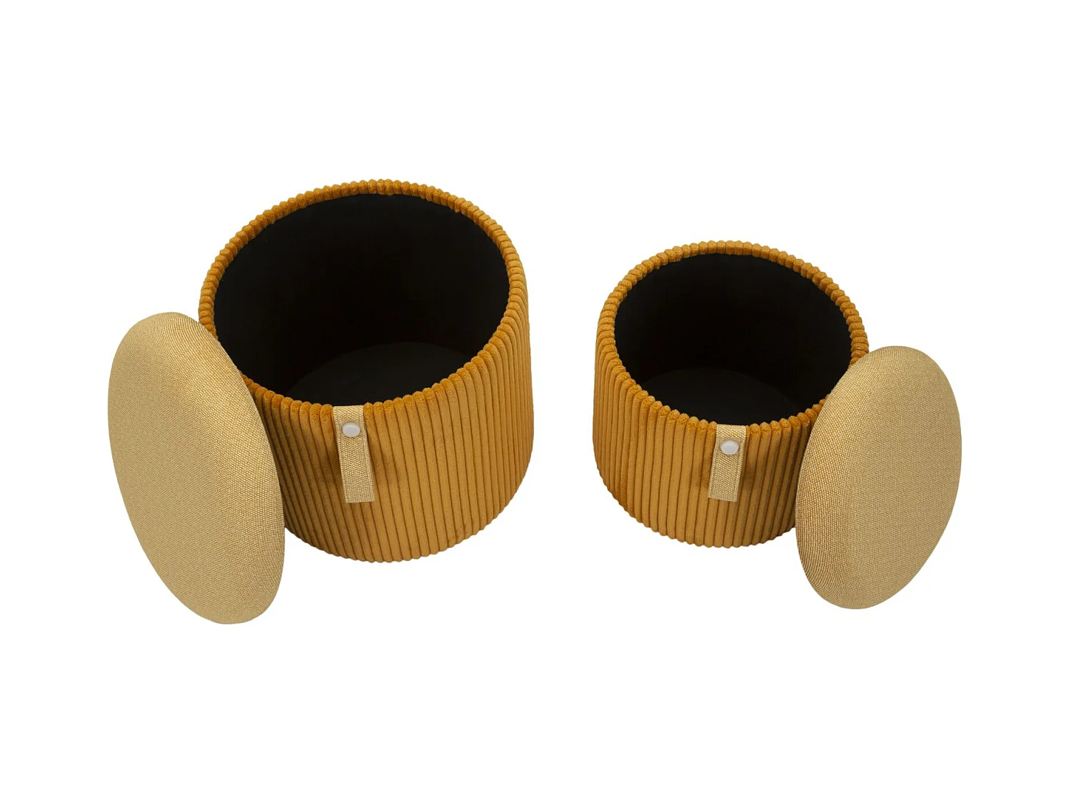 Lot de 2 poufs conteneurs moutarde cm ø 38x38-32x28