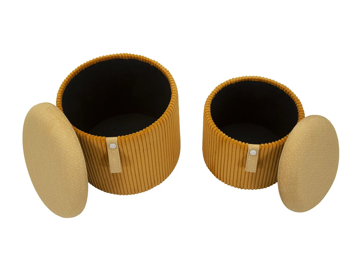 Set van 2 mosterdpotpoefjes ø 38x38-32x28 cm