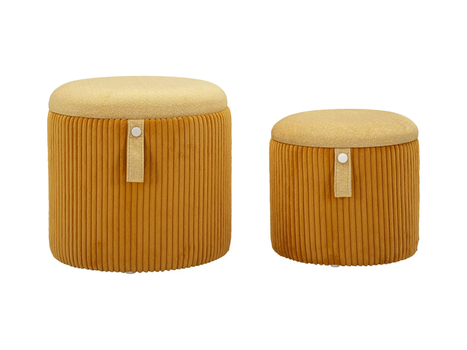 Set di 2 pouf contenitore senape cm ø 38x38-32x28