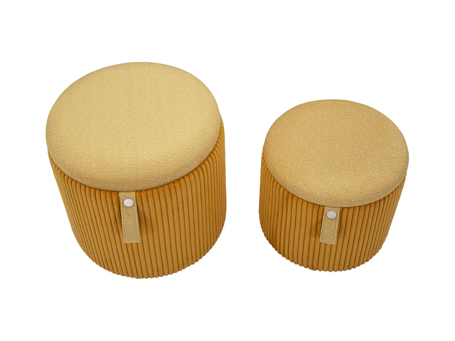 Lot de 2 poufs conteneurs moutarde cm ø 38x38-32x28