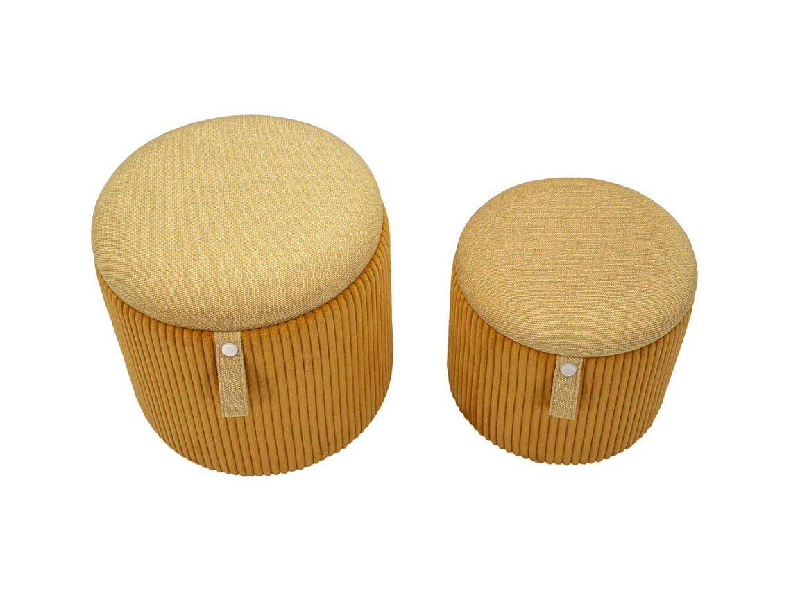 Lot de 2 poufs conteneurs moutarde cm ø 38x38-32x28