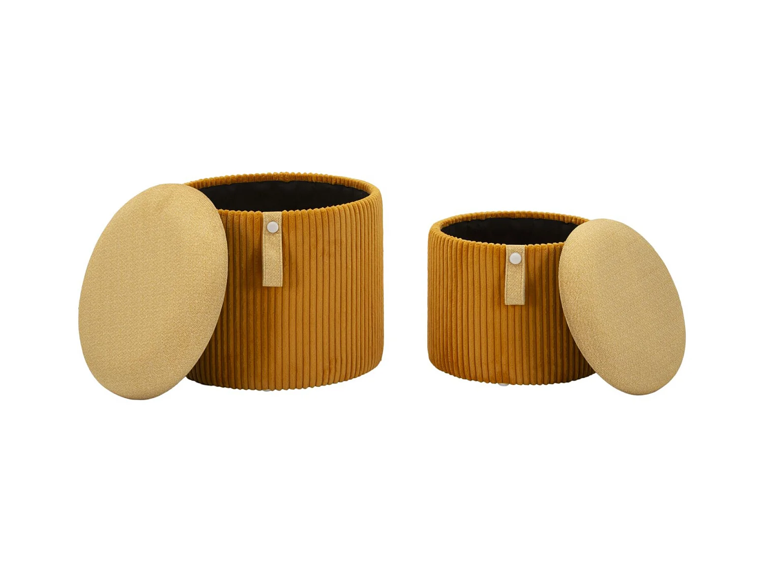 Lot de 2 poufs conteneurs moutarde cm ø 38x38-32x28