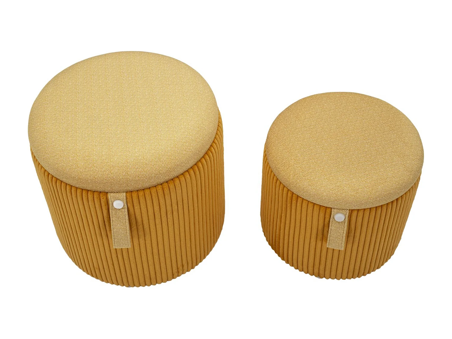 Lot de 2 poufs conteneurs moutarde cm ø 38x38-32x28
