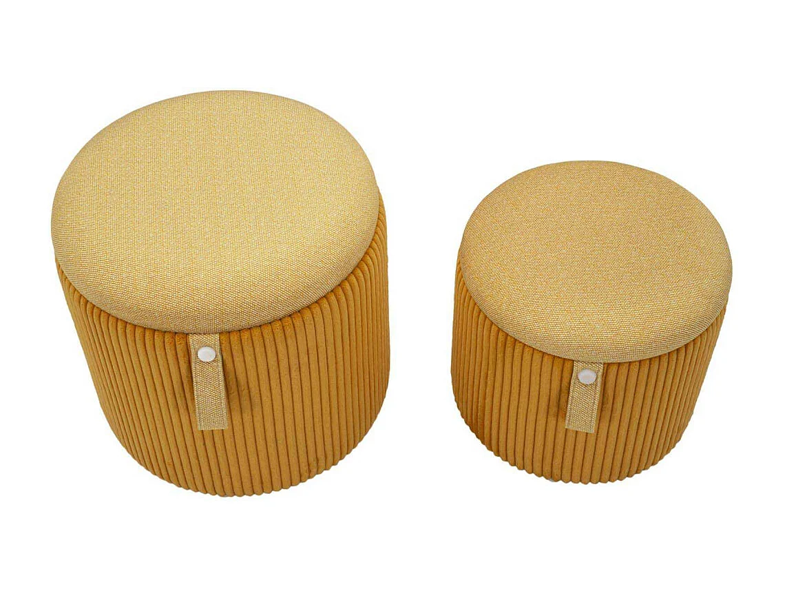 Lot de 2 poufs conteneurs moutarde cm ø 38x38-32x28