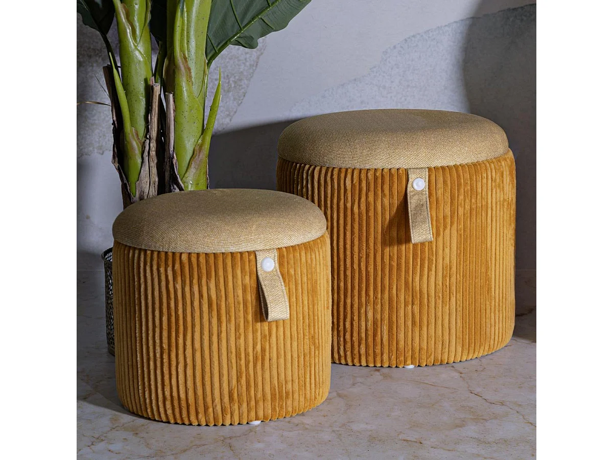 Lot de 2 Poufs Coffres "Bolzano" 38cm Moutarde
