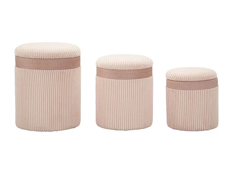 Pouf avec conteneur 3 pièces cm ø 40x49-35x42-31x38
