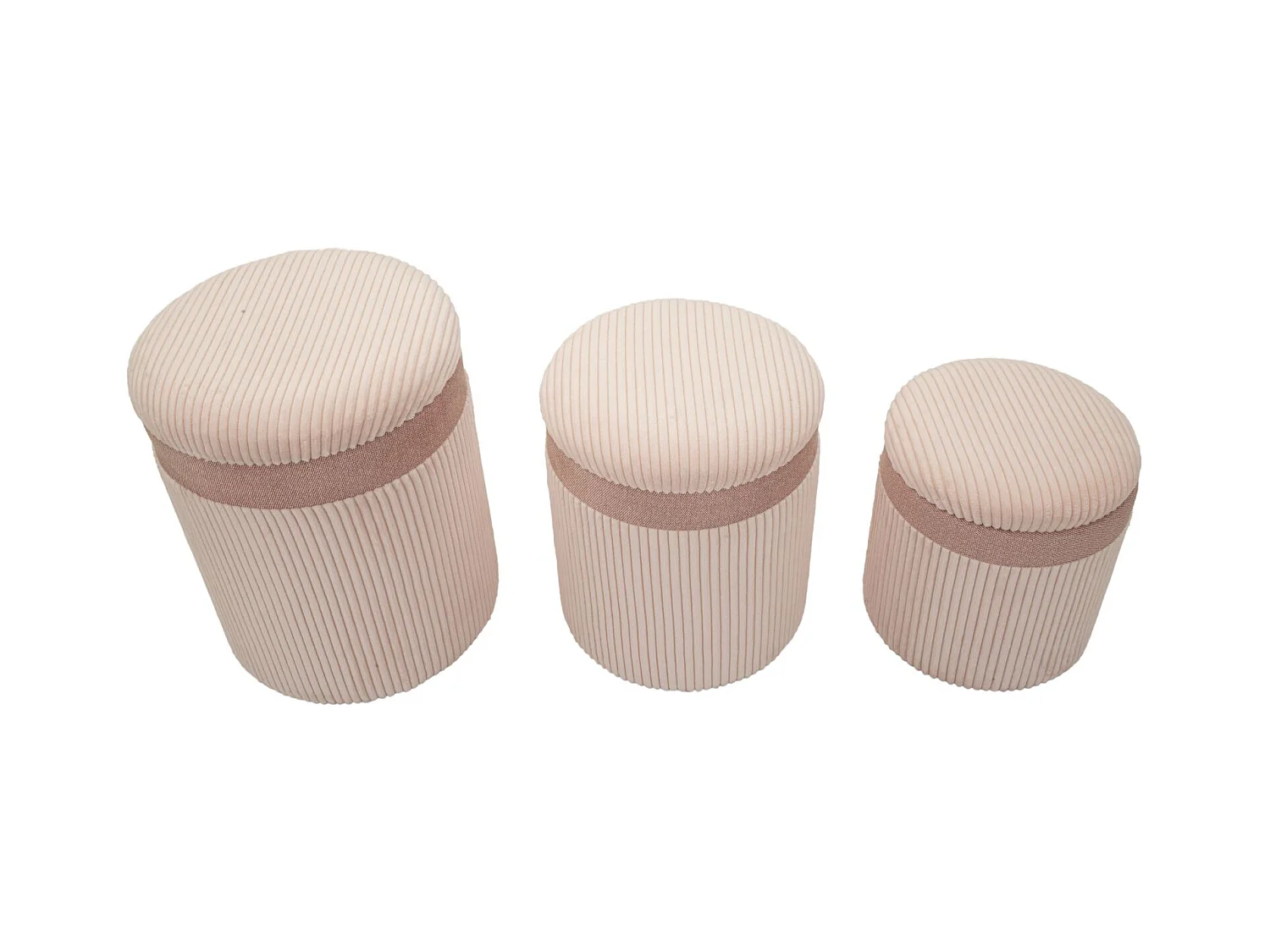 Pouf avec conteneur 3 pièces cm ø 40x49-35x42-31x38