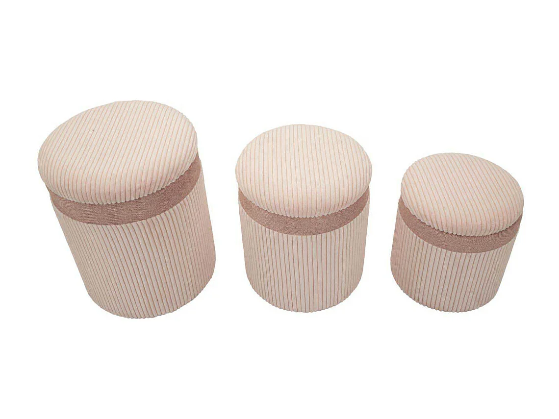 Pouf avec conteneur 3 pièces cm ø 40x49-35x42-31x38