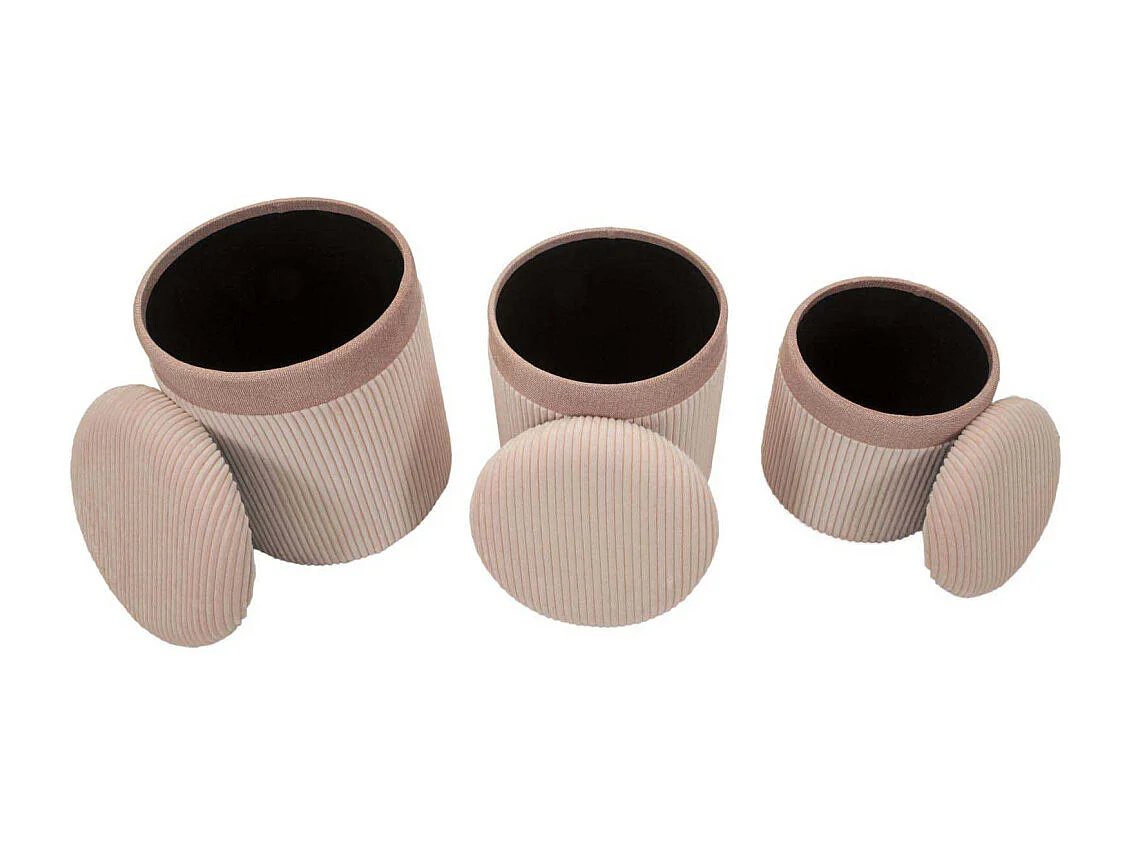 Pouf avec conteneur 3 pièces cm ø 40x49-35x42-31x38