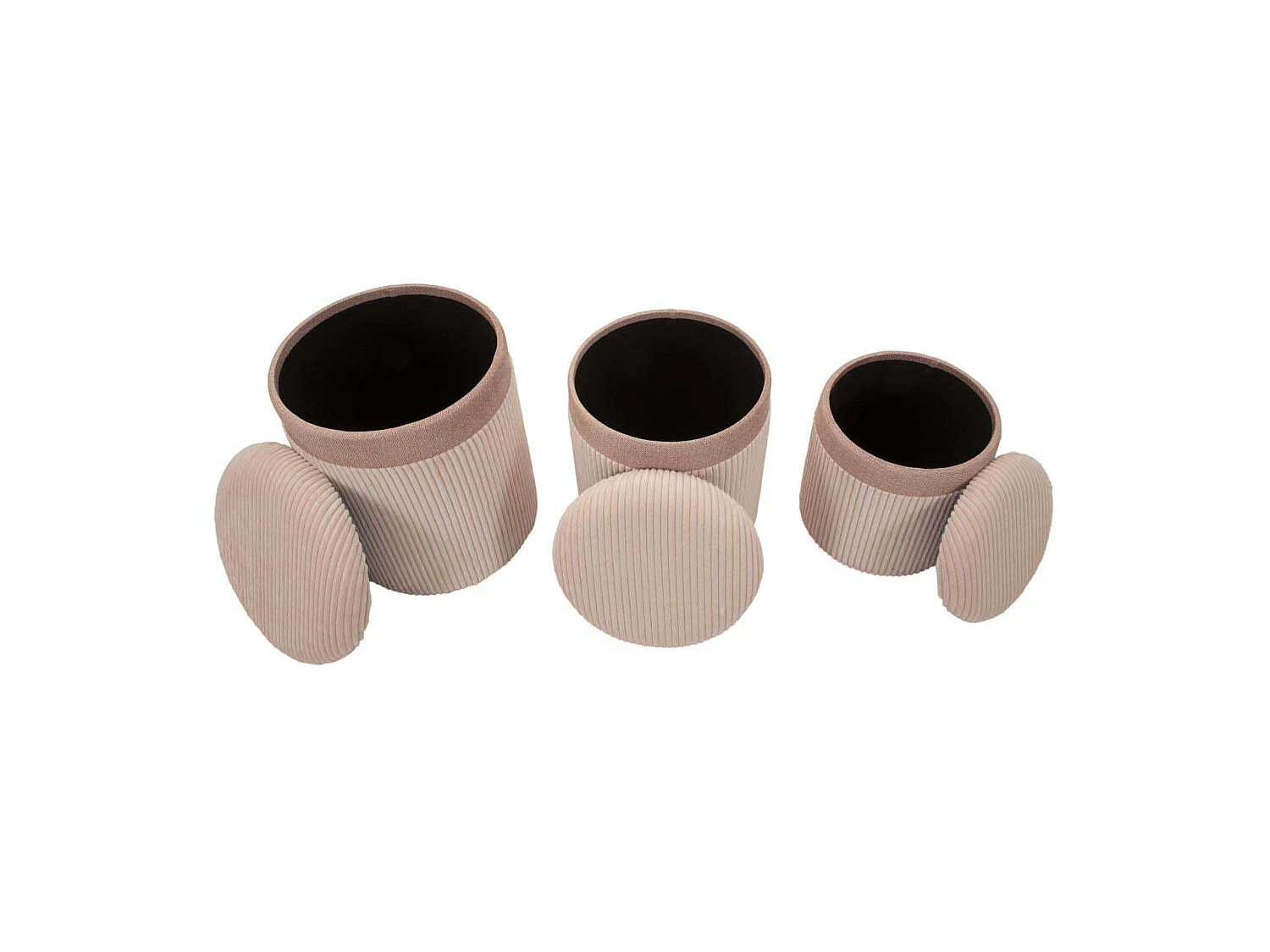 Pouf avec conteneur 3 pièces cm ø 40x49-35x42-31x38