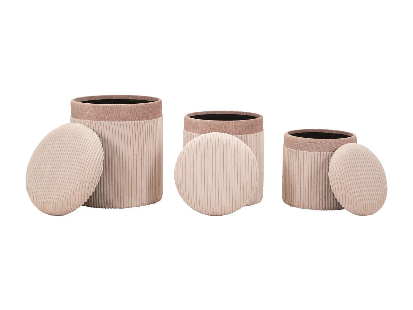 Lot de 3 Poufs Coffres "Curtain" 49cm Rose