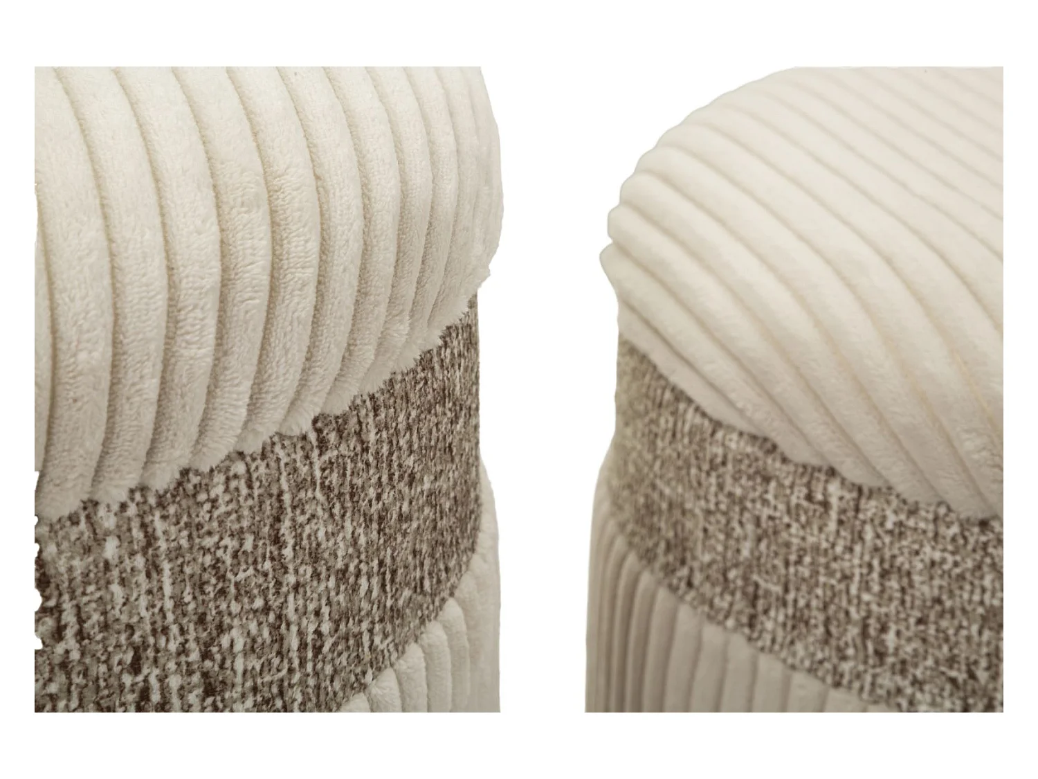 Pouf crème avec récipient, lot de 3, cm ø 40,5x49,5-35x42-31x38