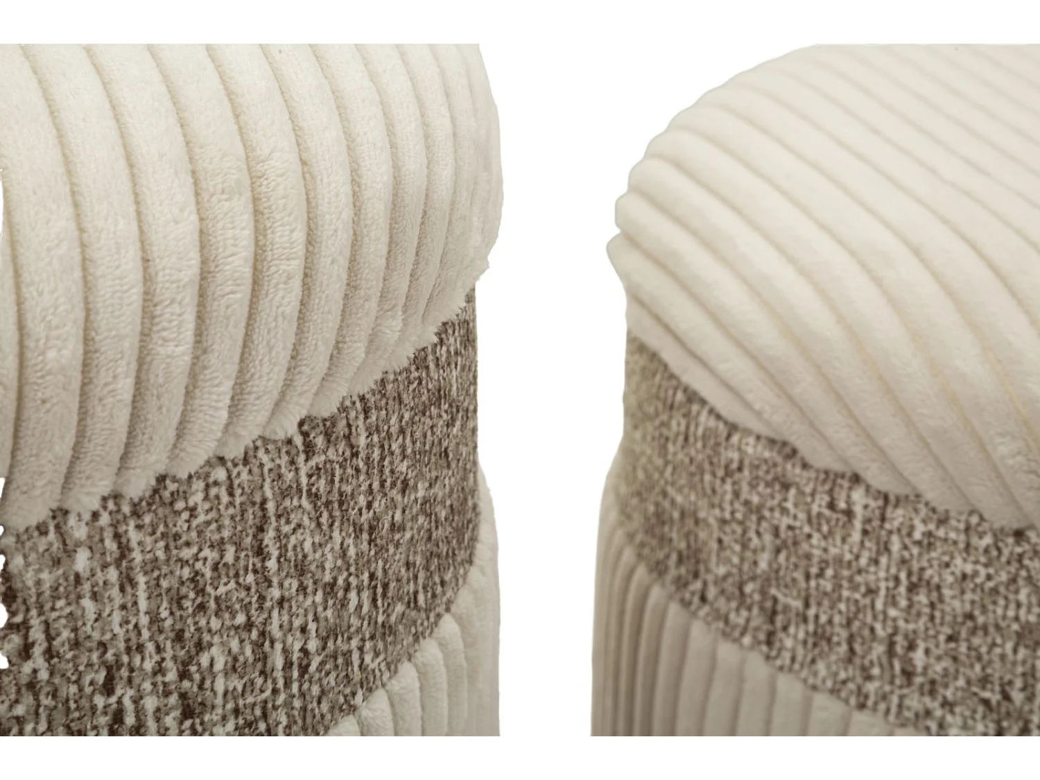 Pouf crème avec récipient, lot de 3, cm ø 40,5x49,5-35x42-31x38