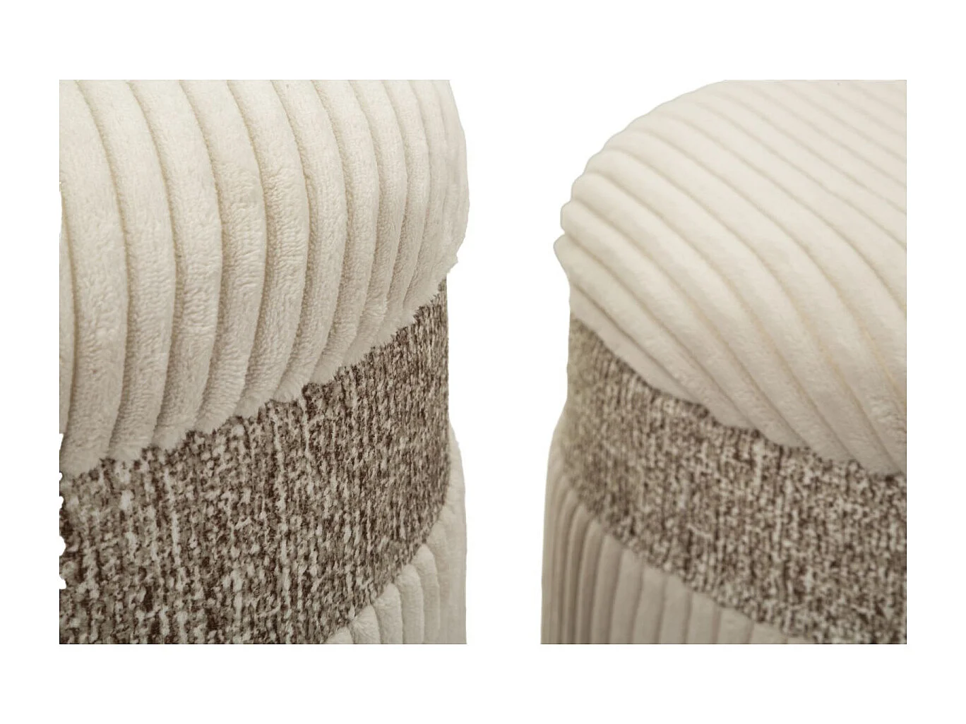 Lot de 3 Poufs Coffres "Curtain" 49cm Crème