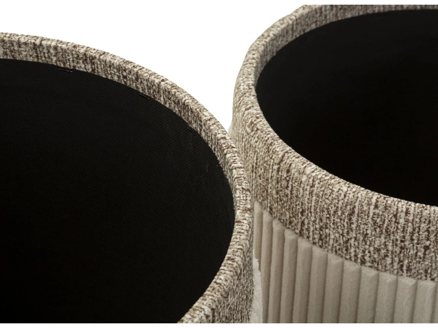 Lot de 3 Poufs Coffres "Curtain" 49cm Crème