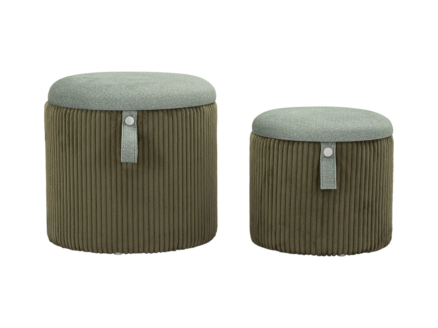 Lot de 2 poufs de rangement verts cm ø 38x38-32x28