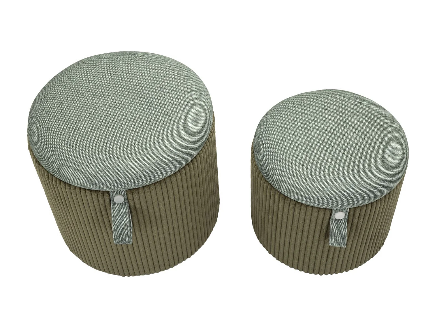 Set van 2 groene opbergpoefs ø 38x38-32x28 cm