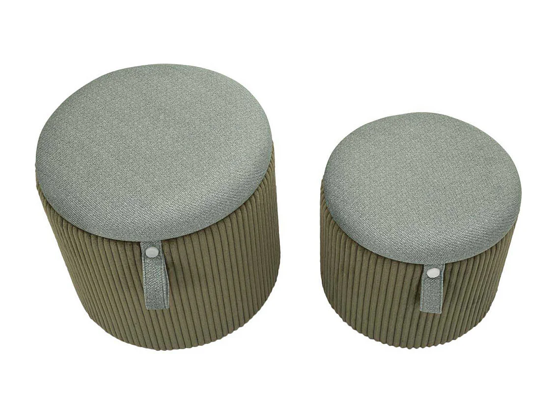 Set van 2 groene opbergpoefs ø 38x38-32x28 cm