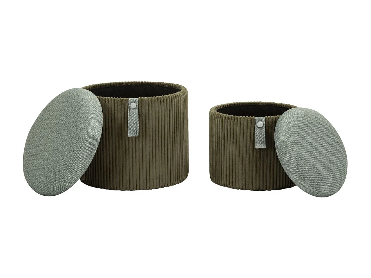 Set van 2 groene opbergpoefs ø 38x38-32x28 cm