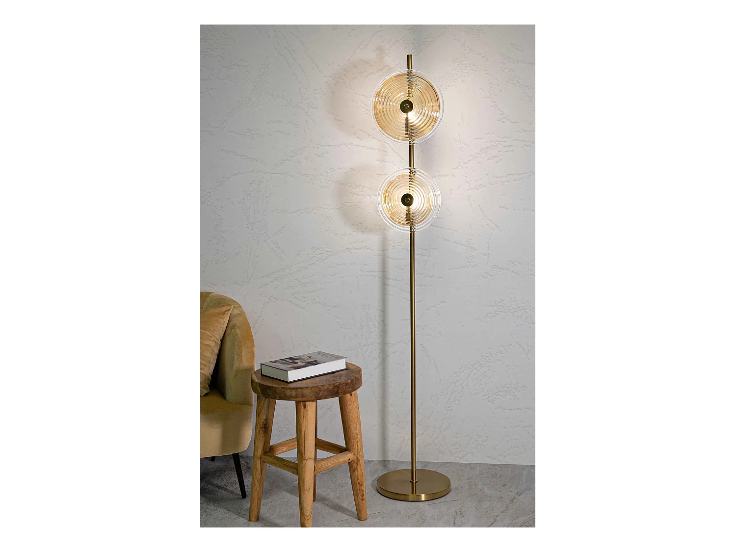 Lampadaire Design en Verre "Venice" 170cm Or