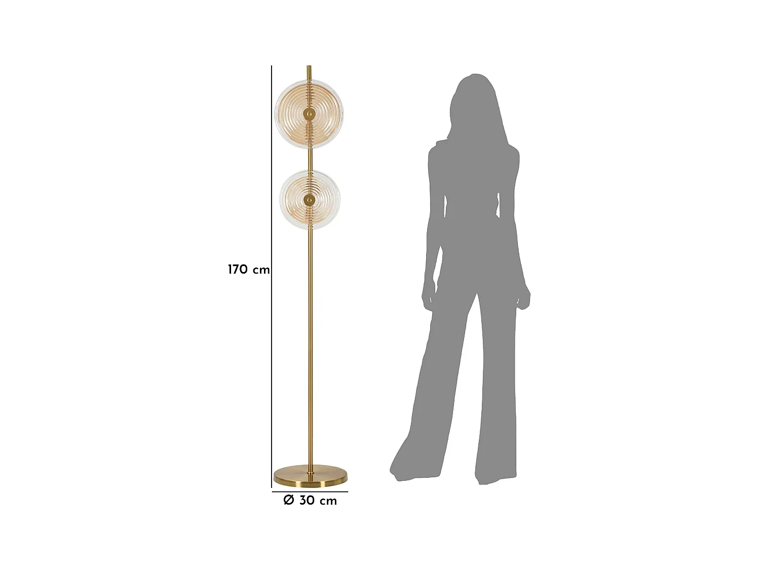 Lampadaire Design en Verre "Venice" 170cm Or