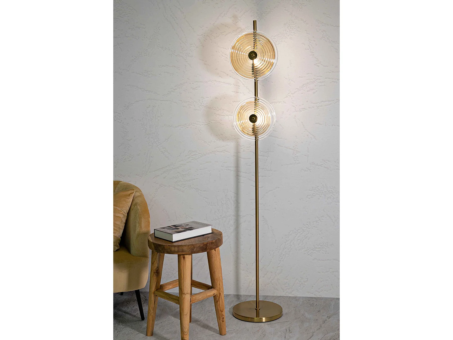 Lampadaire Design en Verre "Venice" 170cm Or