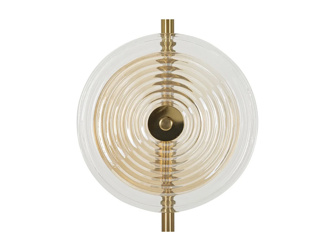 Staande lamp van goudkleurig metaal en glas Ø 30x170 cm