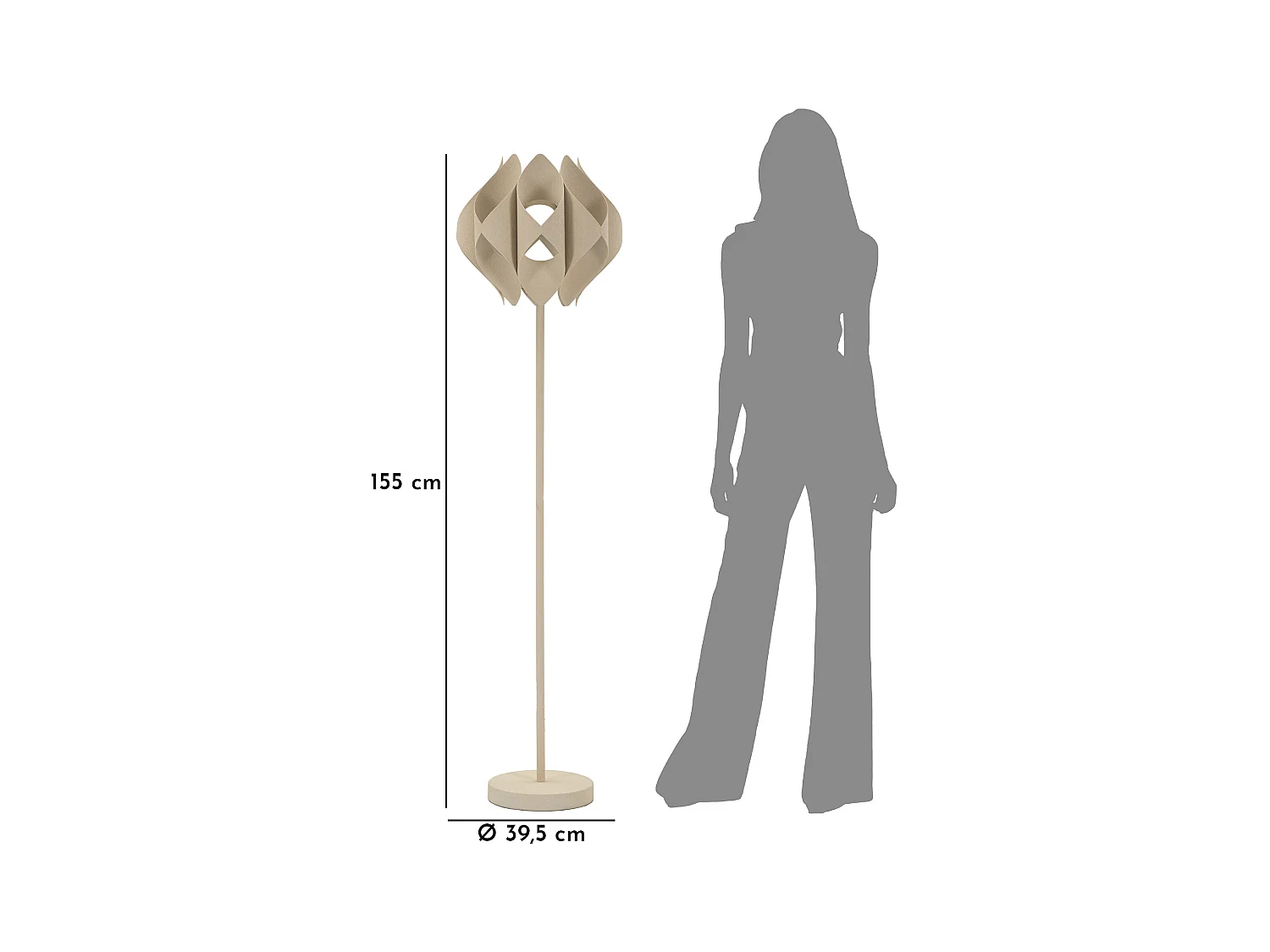 Lampadaire en métal crème cm 39,5x155