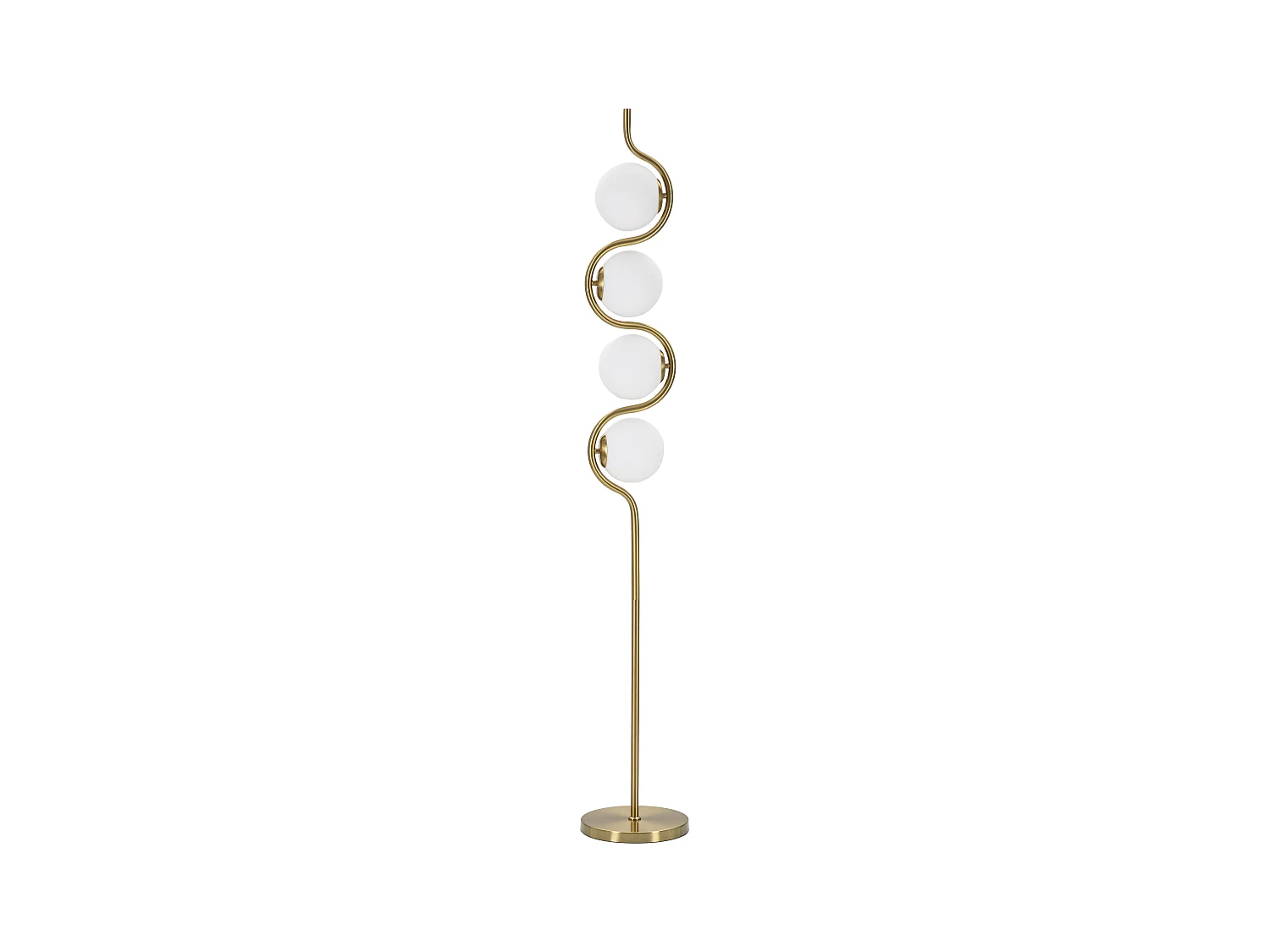 Lampadaire avec 4 sphères en verre blanc, Ø 25x165 cm