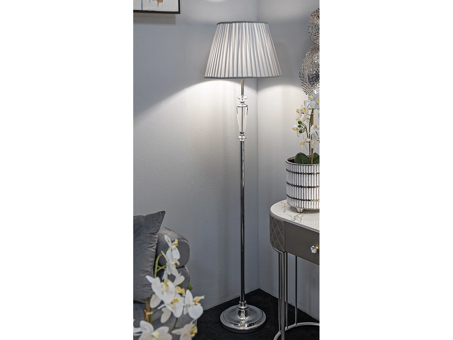 Lampadaire en Métal "Tolly" 164cm Argent