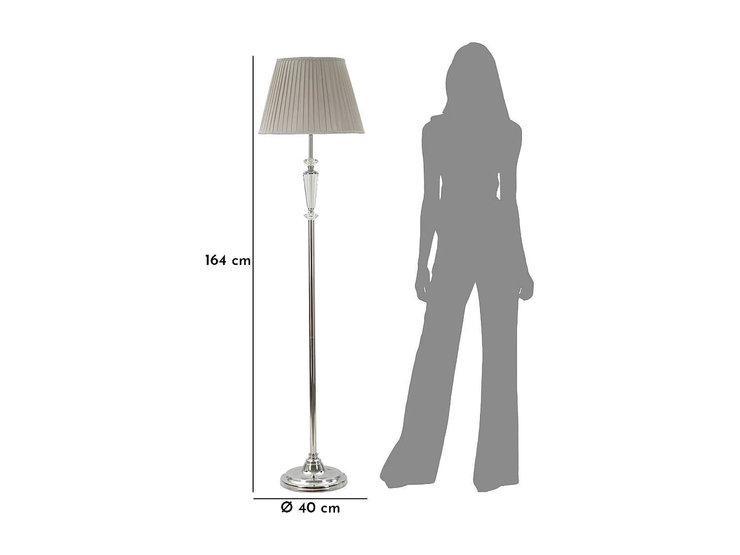 Lampadaire en Métal "Tolly" 164cm Argent