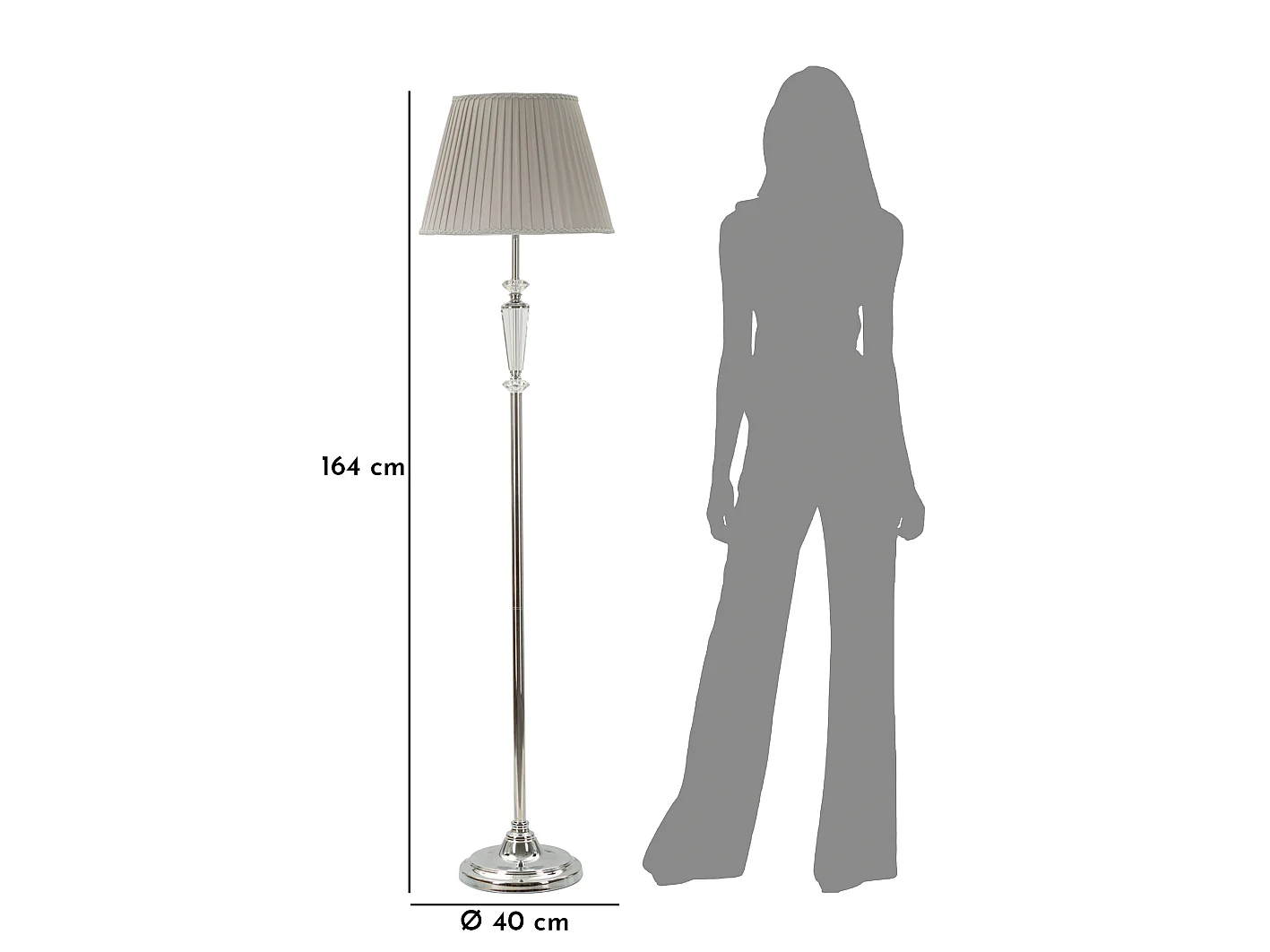 Stehlampe aus Metall silberfarben Ø 40x164 cm