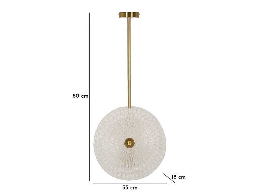 Lampe Suspension en Verre "Circle" 35cm Blanc & Or