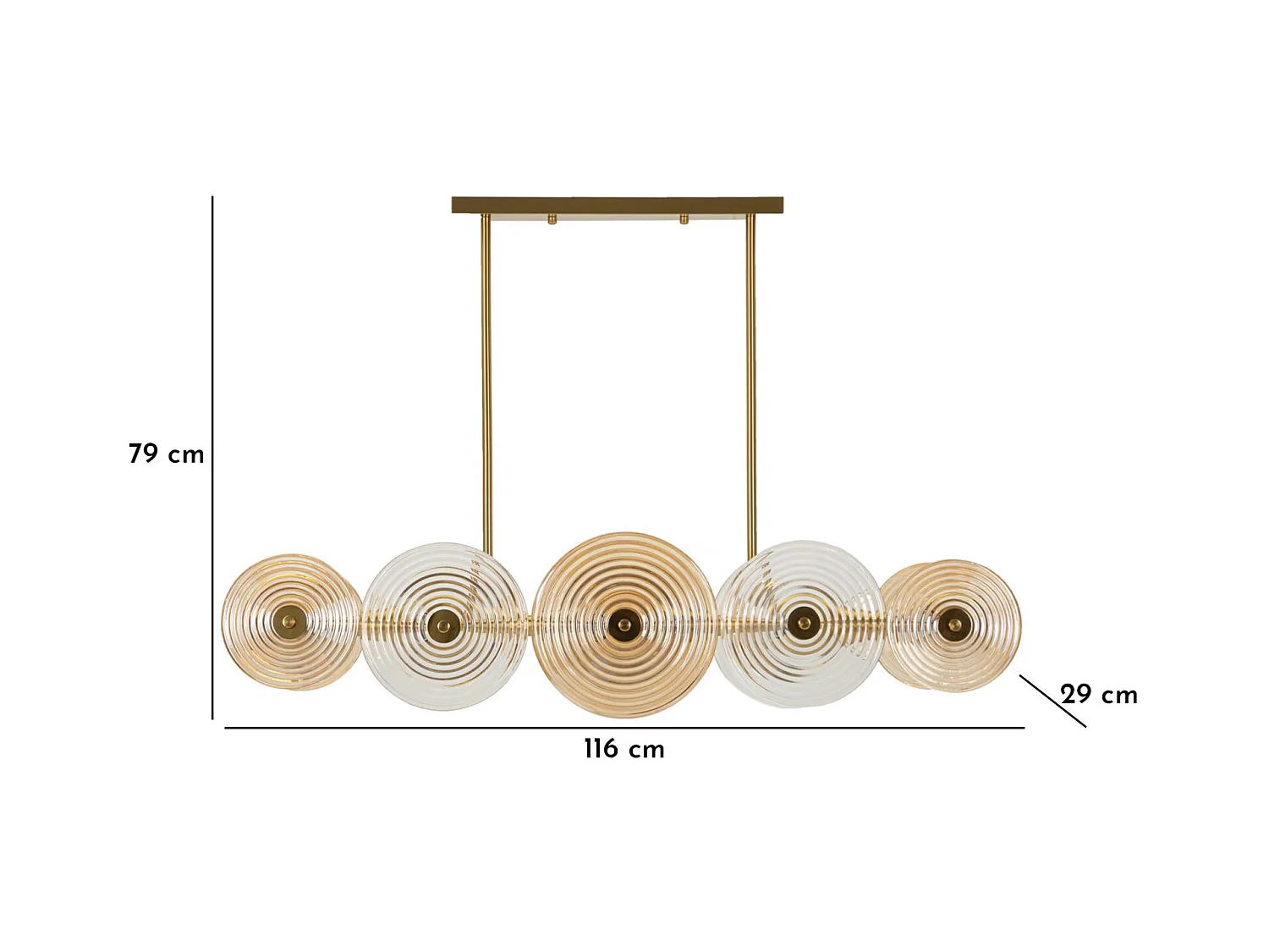 Plafonnier Design en Verre "Venice" 116cm Or