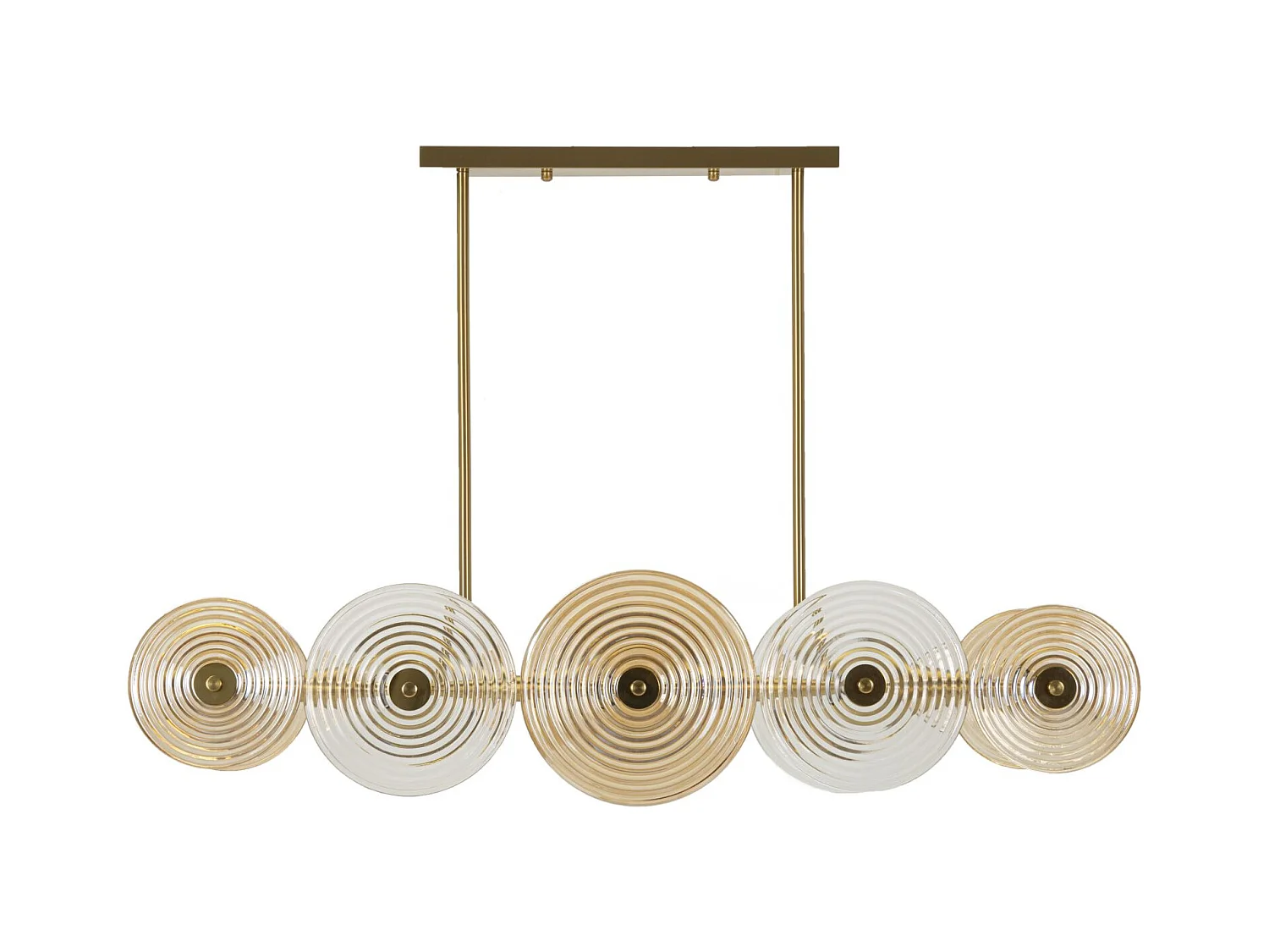 Lustre en métal et verre doré cm 116x27x79