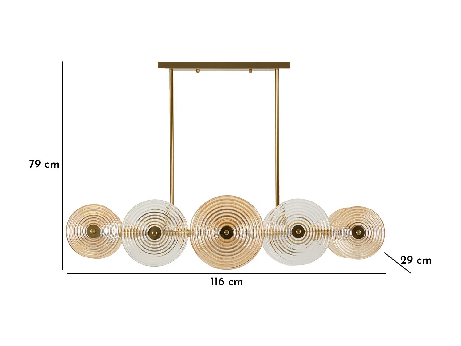 Plafonnier Design en Verre "Venice" 116cm Or