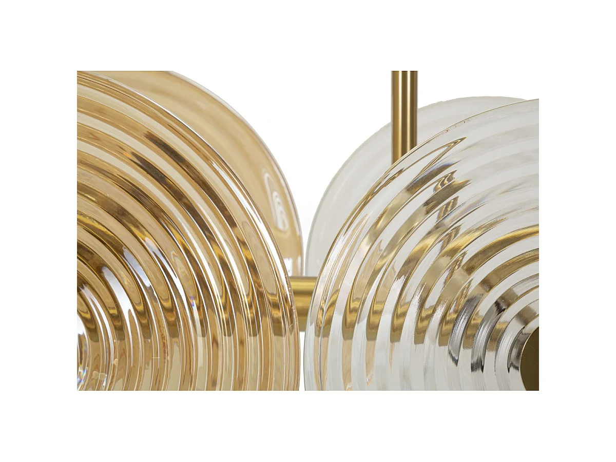 Kroonluchter in metaal en goudkleurig glas 116x27x79 cm