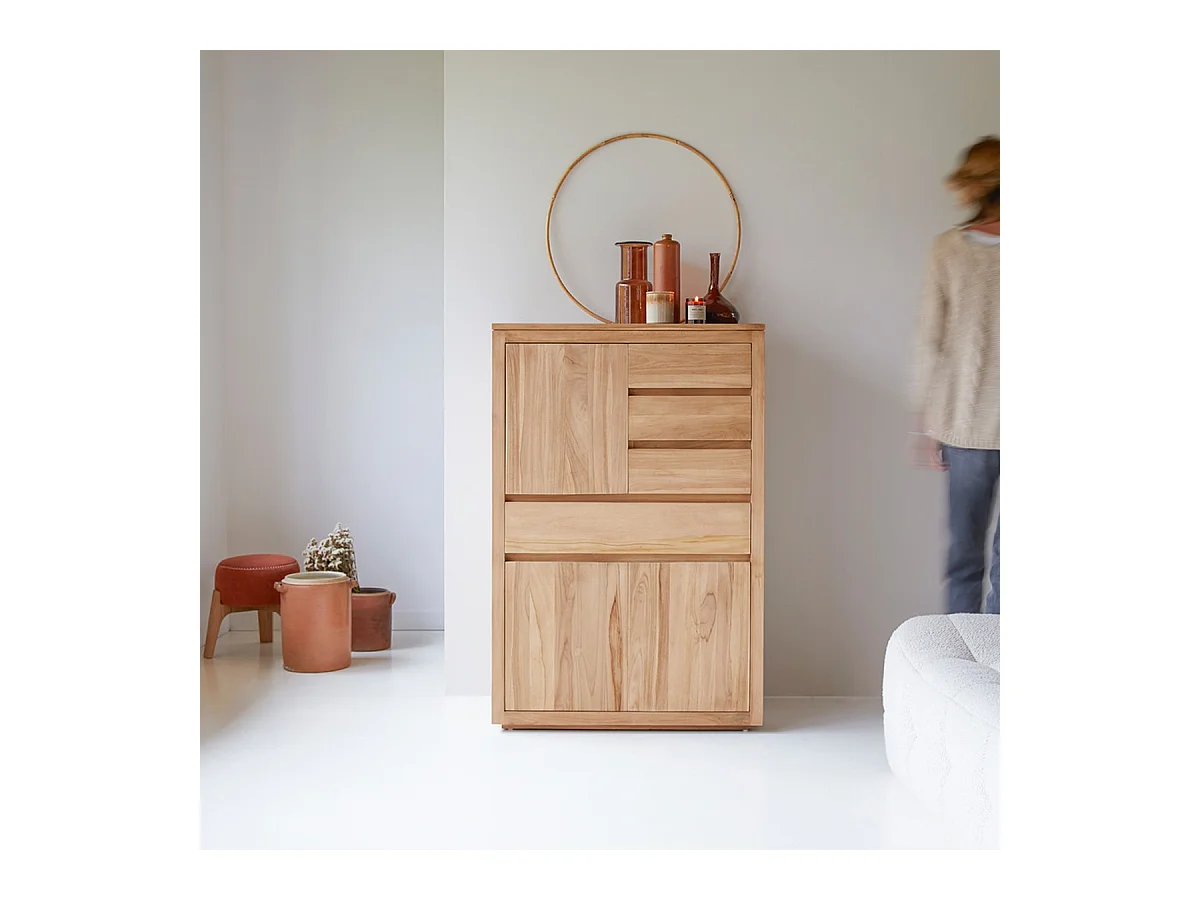 Schrank Highboard Geschirrschrank au Teakholz 80 cm Tikamoon