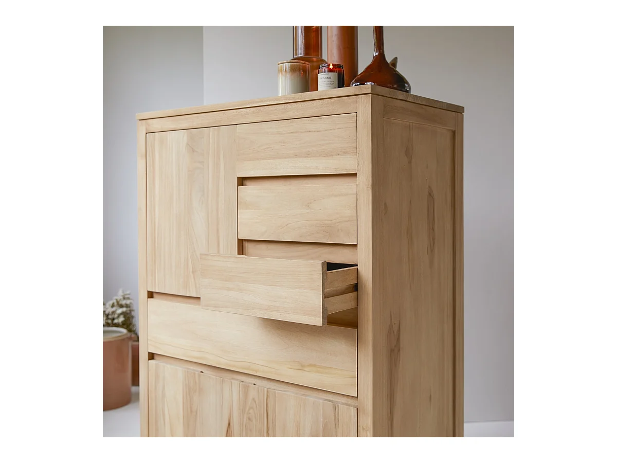 Schrank Highboard Geschirrschrank au Teakholz 80 cm Tikamoon