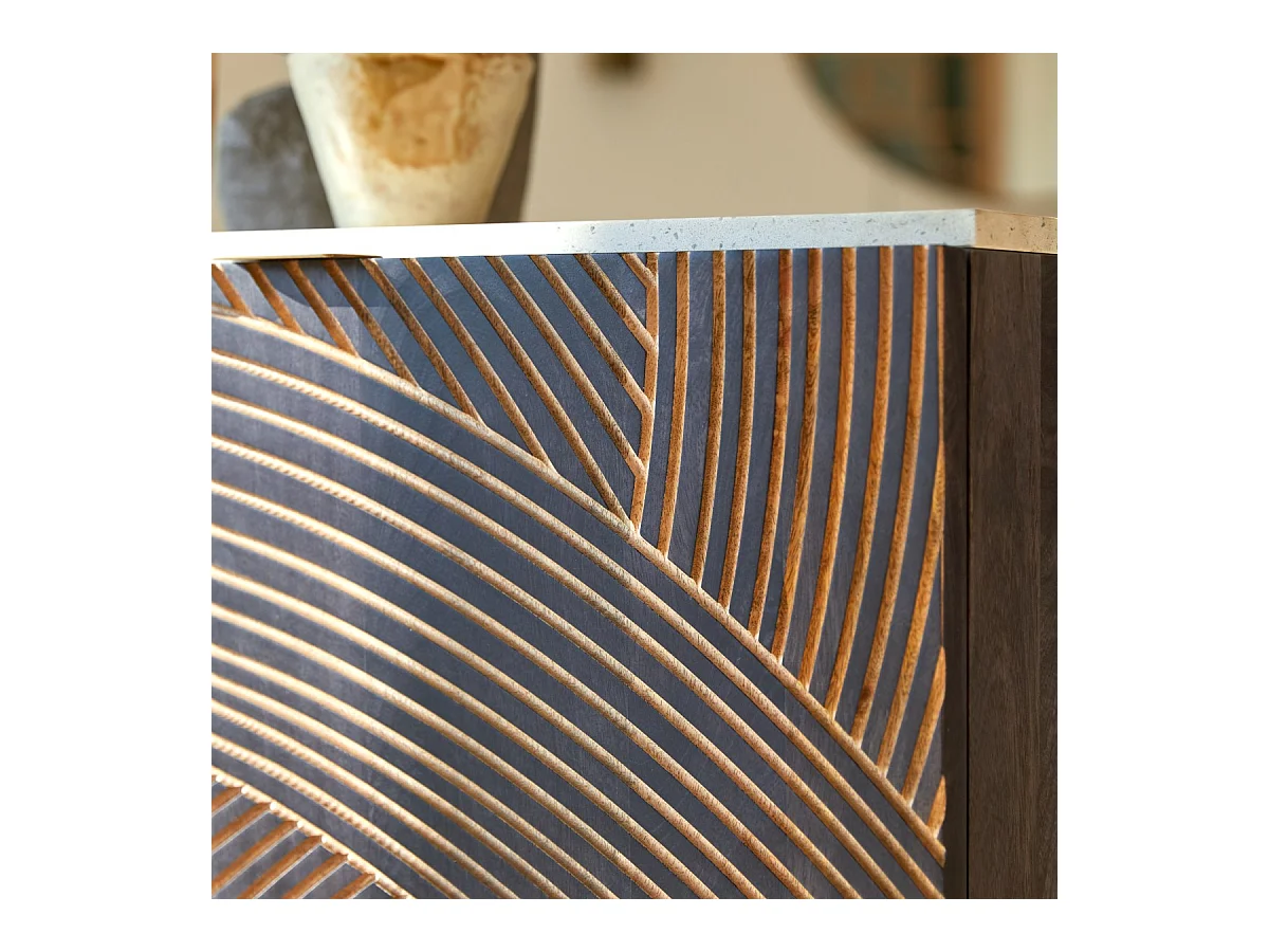 Anrichte aus massivem Mangoholz und Terrazzo Bilal 80 cm