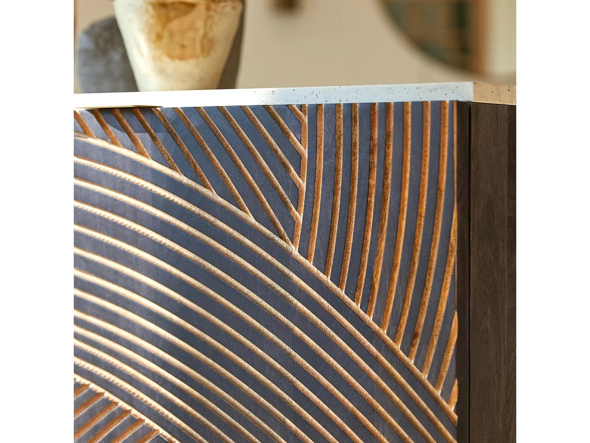 Anrichte aus massivem Mangoholz und Terrazzo Bilal 80 cm