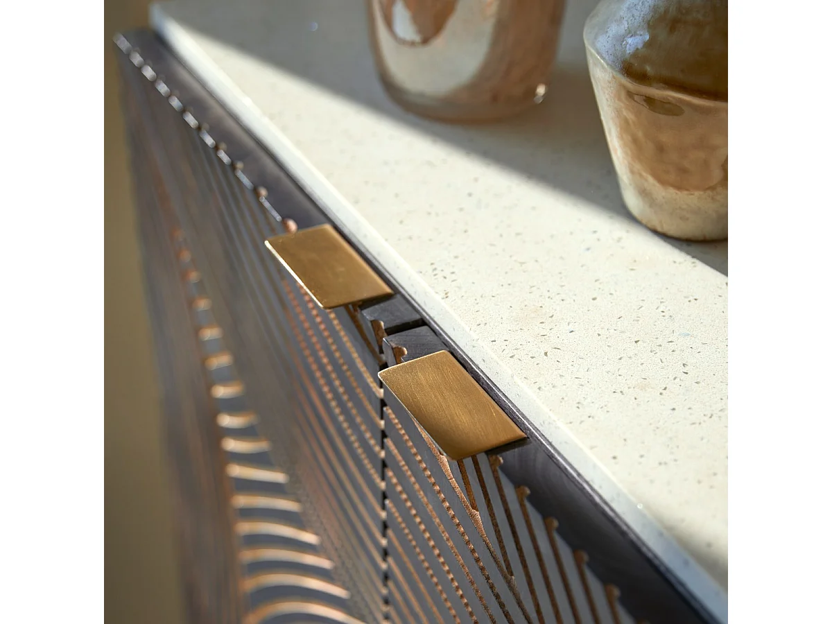 Anrichte aus massivem Mangoholz und Terrazzo Bilal 80 cm