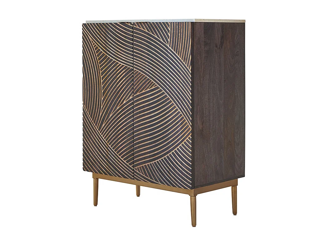 Anrichte aus massivem Mangoholz und Terrazzo Bilal 80 cm